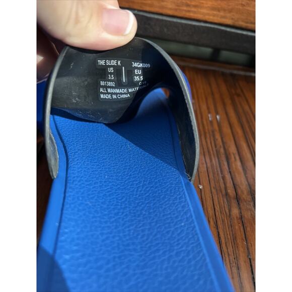 GOATS Black/Blue Stripe Comfortable Slip On Slide Sz 3.5 Y Kids New Nordstrom - Picture 4 of 5